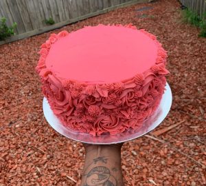 pure pink rose cake