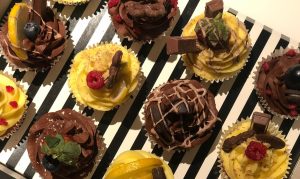 small brown and yellow cupcakes