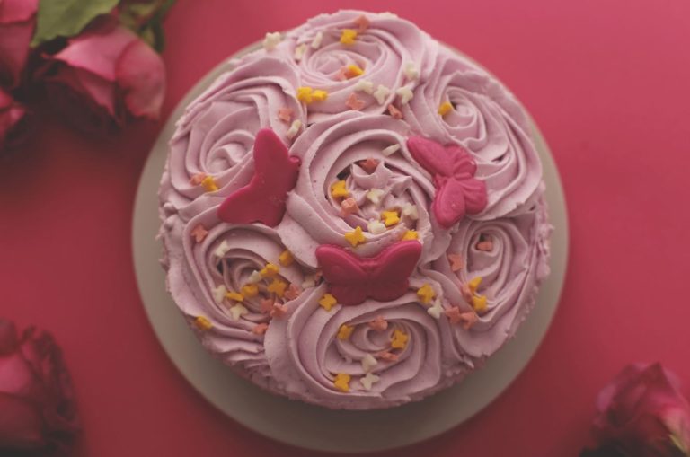 top look of pink cake